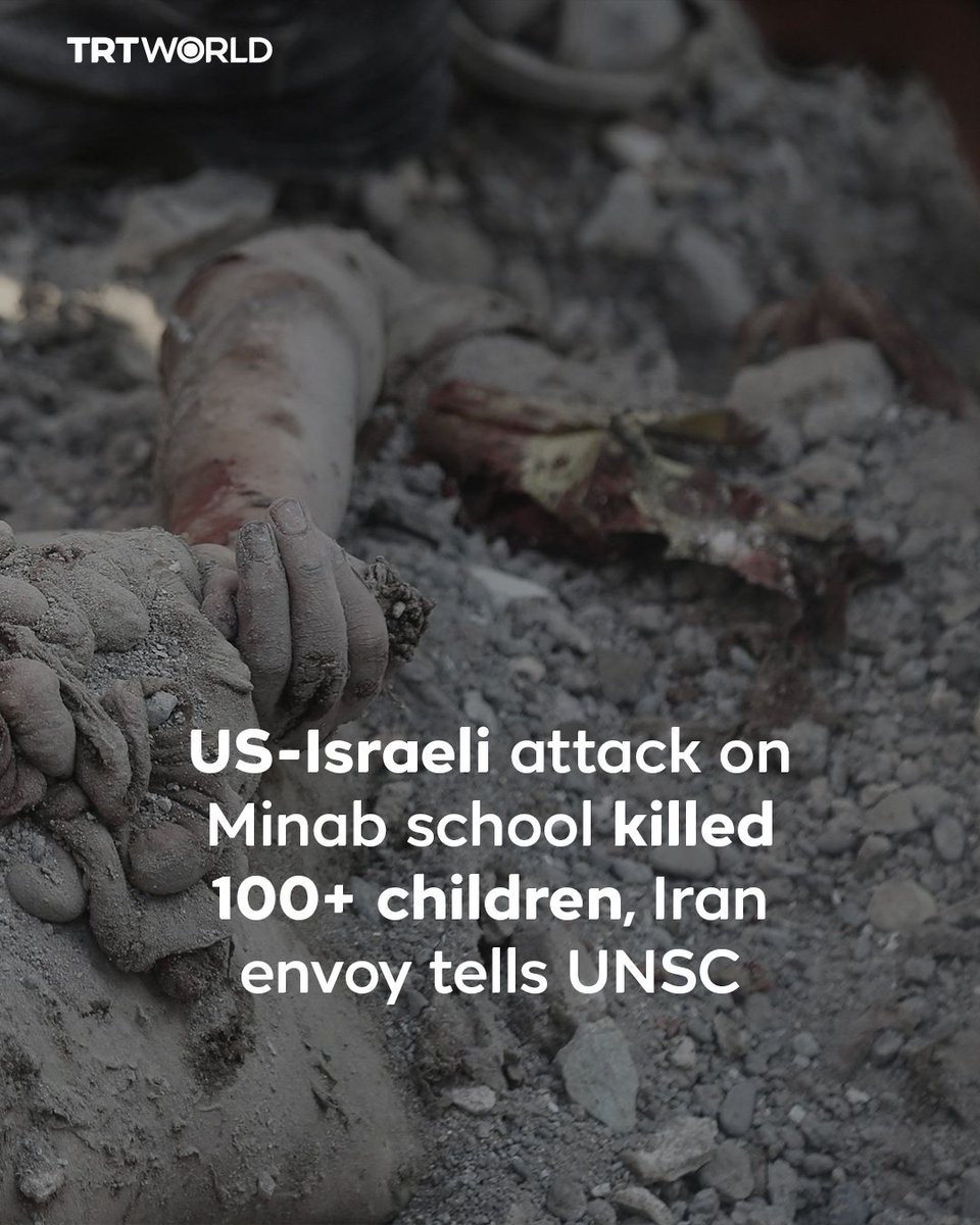 Iran’s envoy Amir Saeid Iravani tells UNSC that US-Israel attacks on school killed over 100 children, slamming some UNSC members for faulting Iran's "self-defence" right while ignoring US and Israeli "aggression"  

🔗 trt.world/c1v1