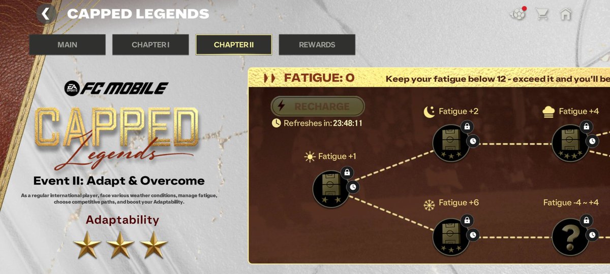 FcMobileAdda's tweet photo. 🚨🚨 CONFIRMED 🚨🚨

CHAPTER GETS LOCKED AFTER CLAIMING THE 3RD ADAPTABILITY ⭐

IF YOU ALREADY HAVE 2 STARS, DO NOT CLAIM THE 3RD ONE YET.

KEEP PLAYING UP TO THE PVE MATCH THAT GIVES GEMS OR RANK UP POINTS AND AVOID LOCKING THE CHAPTER.

RT &amp; FOLLOW 🔁🤝 #FCMobile 

@tutiofifa https://t.co/7g2kUMKTP5
