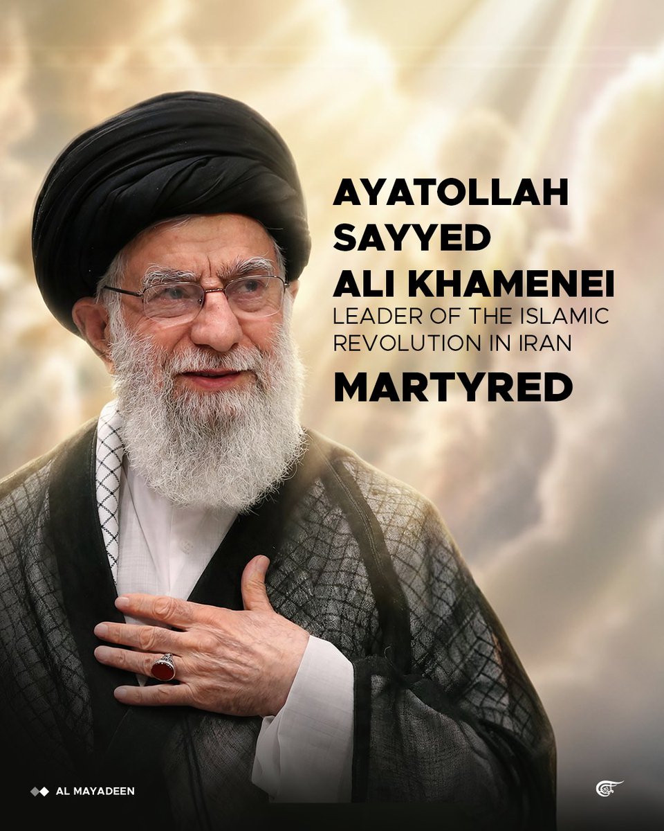 Aged 86, Islamic Republic Leader Ayatollah Sayyed Ali Khamenei was martyred at the hands of the Israeli occupation forces following large-scale aggression that targeted Iran on Saturday morning. 

The legendary scholar led Iran from late 1989, following the death of his mentor,