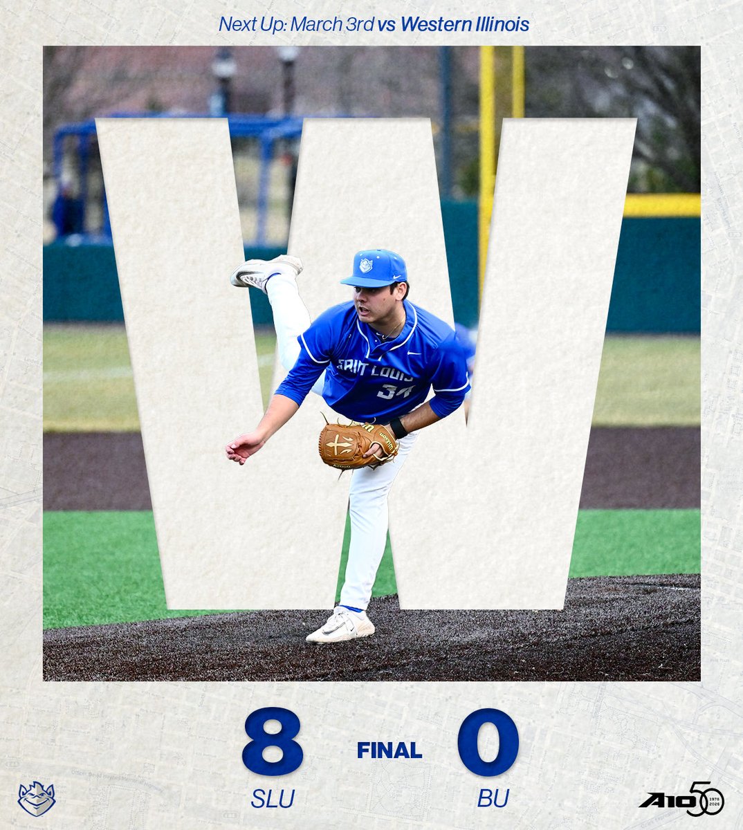 FINAL | #Billikens 8, Knights 0

📊Noah Andrunas W, 5K
Max McGwire 2-3, 1 HR, 2 RBI
Joey Canzoni 3-4, 1 HR, 3 RBI