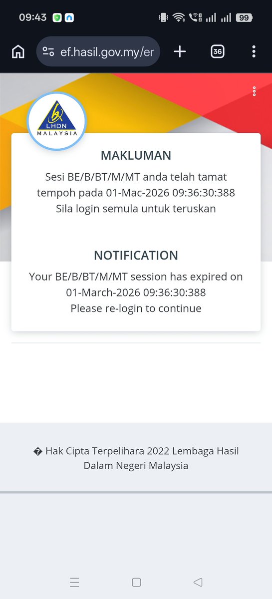 ZaidiSarifuddin's tweet photo. Siapa team IT yg jaga server LHDN ni? Boleh resign kot semua.. 

Aku xdan isi apa, loading lama, tiba2 sesi dah tamat.. apa benda https://t.co/Xt7ArBgpNQ