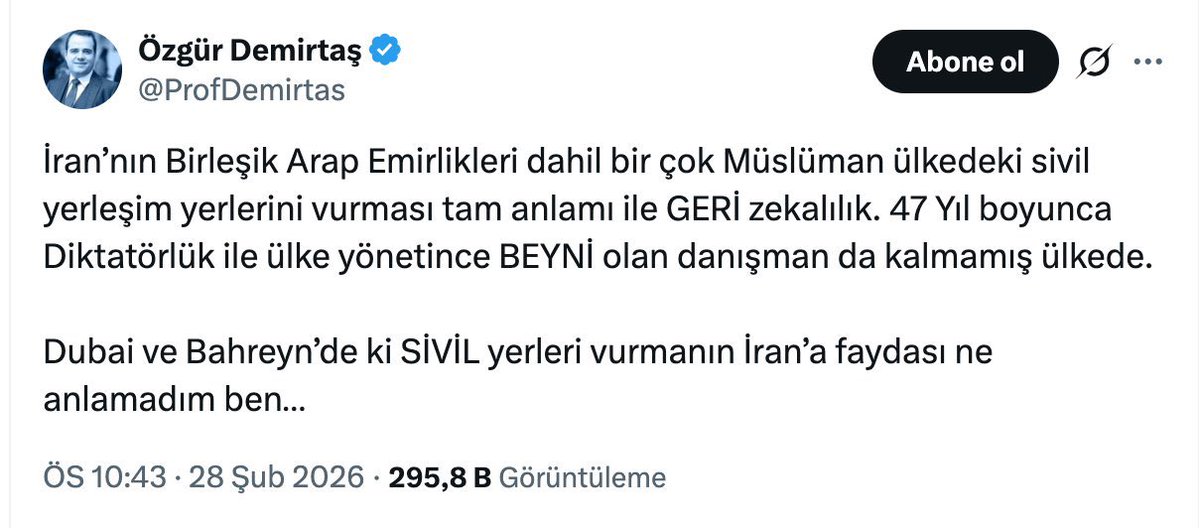 prof'un bu kadar boşu, bu kadar vasıfsızı da maalesef bize nasip olur. neyse ki ruhu amerikalı, bir nebze olsun oradan yırtıyoruz. anlamamak, görmemek üzerine yeri doldurulamaz bir uzman. o kadar bilmiyor ki, şu yol kenarında biten ebegümeci bile daha donanımlı, en azından yorum