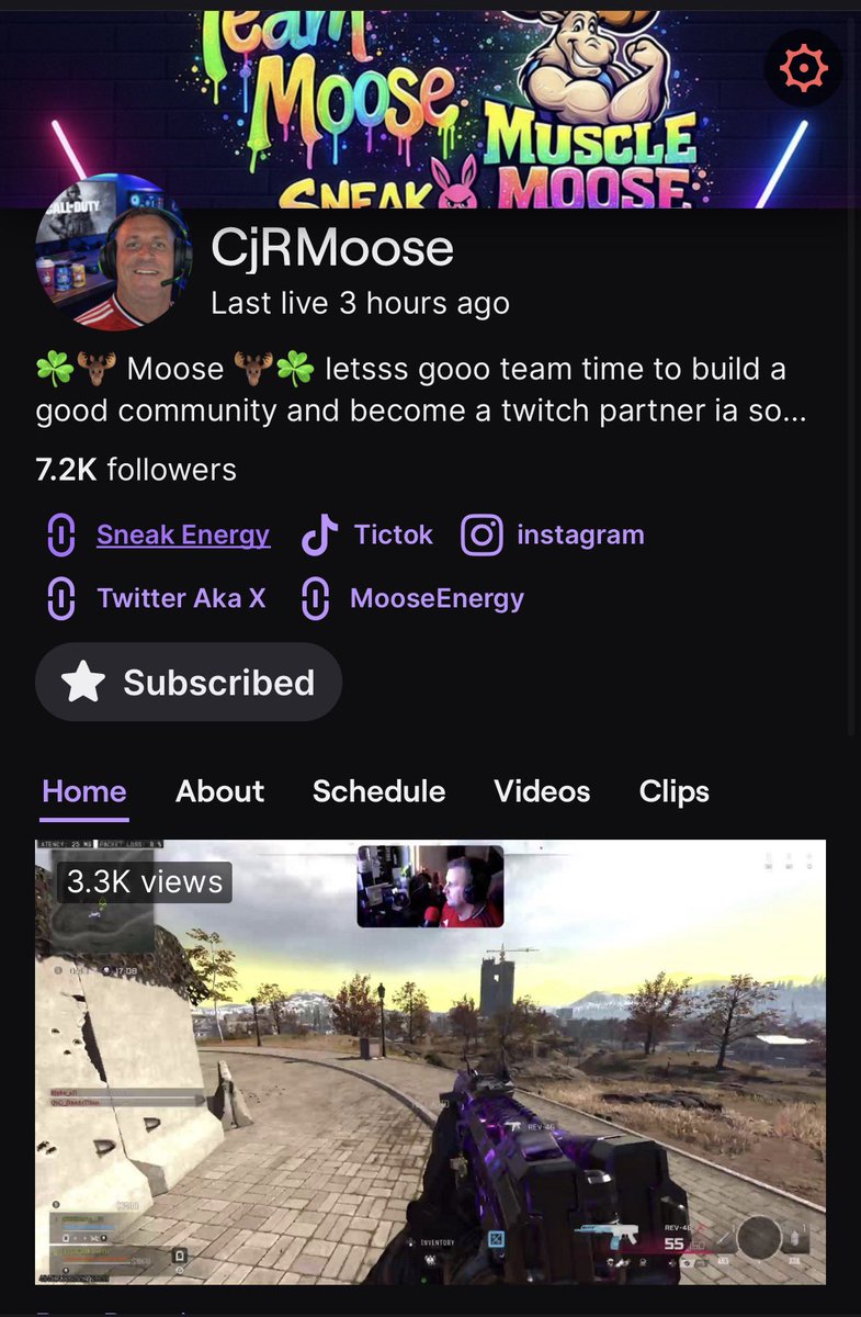 CjRMoose's tweet photo. Well all i can say Thank you so much to the people that have been coming to my live stream 7.2k followers and over 3k people coming to my lives so happy and seeing the progress for that final push for twitch partnership @Twitch https://t.co/qABWlMnCYz