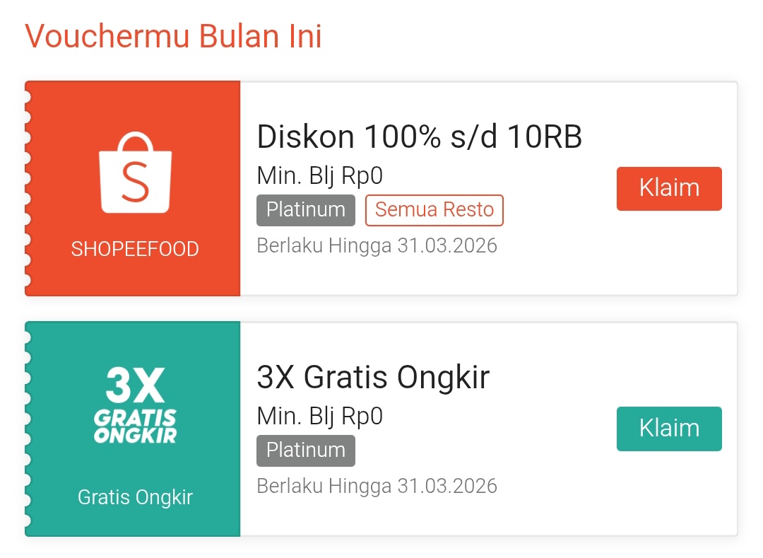 Rutinitas tiap awal bulan adalah klaim voucher. Tapi diskonnya turun dan cuma dapat 1? 🥲