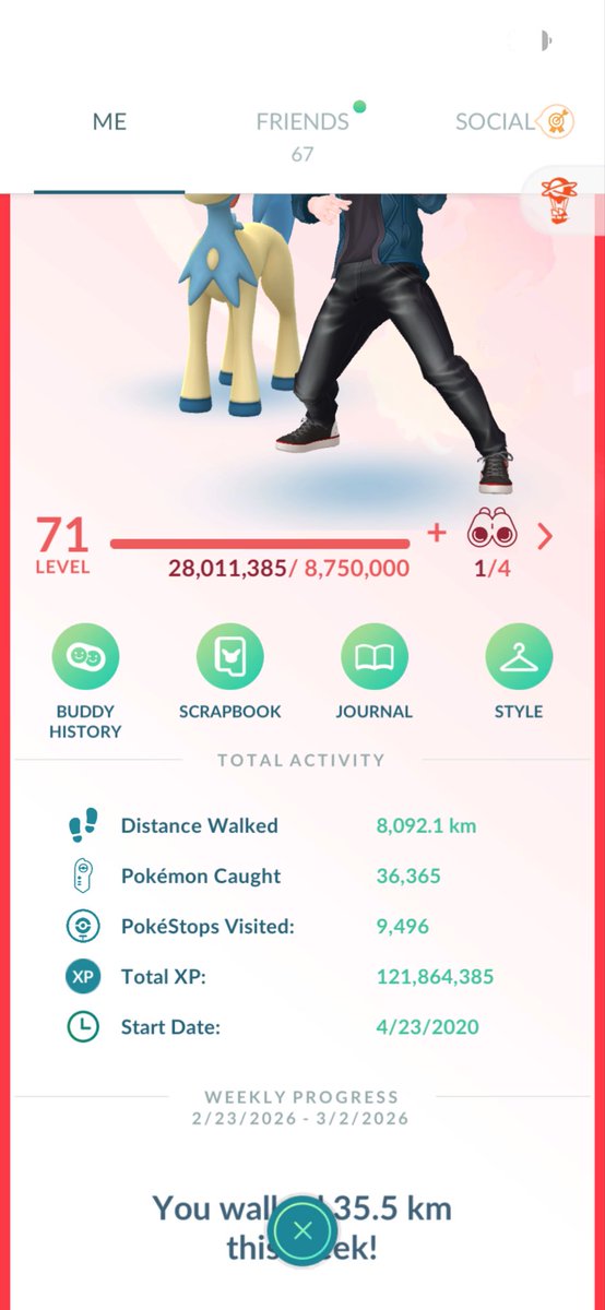 Kanto tour day 1:
19 ✨ 
0 💯 
2900 catches
9M XP
30KM 🚶
My shiny odd we’re not that good today :(
#pokemon #PokemonGOTour #pokemongo #PokemonDay