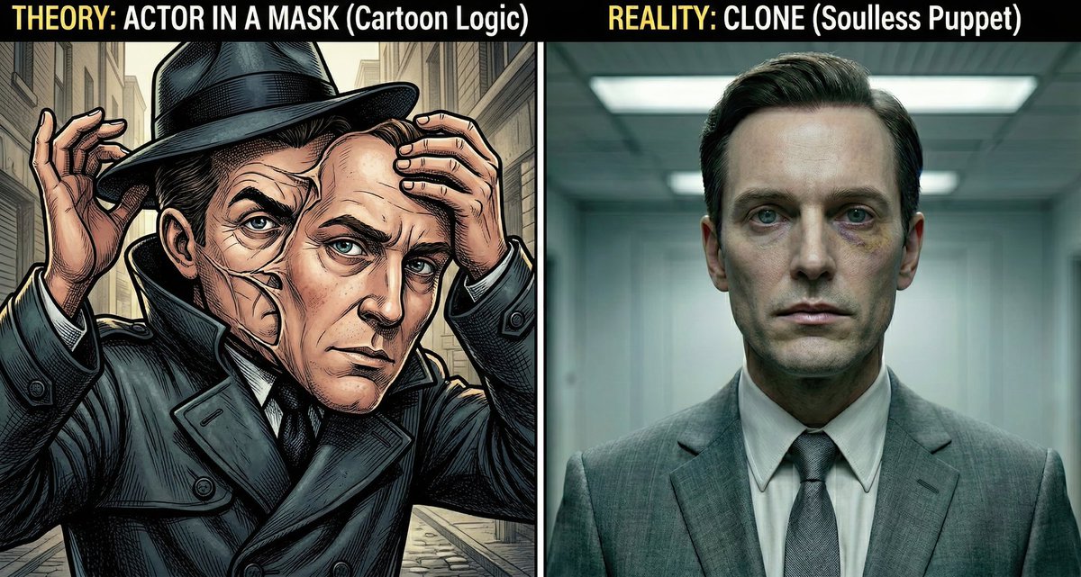 Alacon_Merope's tweet photo. The "Actor in a Mask" theory is a distraction for the low-info crowd. If you want to know why so many public figures look and act differently, stop looking for a zipper and start looking into rapid human cloning. High-level arrests and deaths are concealed by these biological shells. @Kabamur_Taygeta has been telling us the Truth for years now.