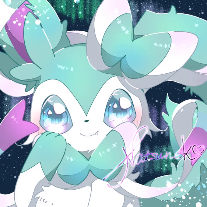 skebよりオーロラなニンフィア #skeb #ポケモンイラスト