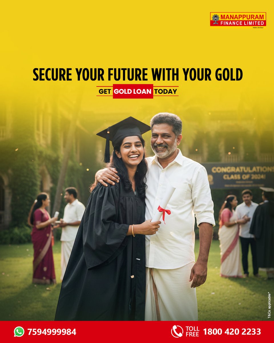 ManappuramMAFIL's tweet image. Sometimes life demands immediate funds. Turn your gold into instant financial support with Manappuram Finance Limited Gold Loans.

Click here to apply for our gold loan: bit.ly/4pW3q5T

#GoldLoan #FinancialSupport #ManappuramFinance #SecureYourFuture