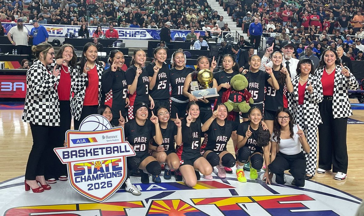 ndnsports's tweet photo. Congratulations to the Page High School girls basketball team who won the Aruzona Class 3A state championship on Saturday afternoon at the Arizona Veteran's Memorial Coliseum.
#NativePreps #Navajo #StateChamps https://t.co/ocNuQoQzw4