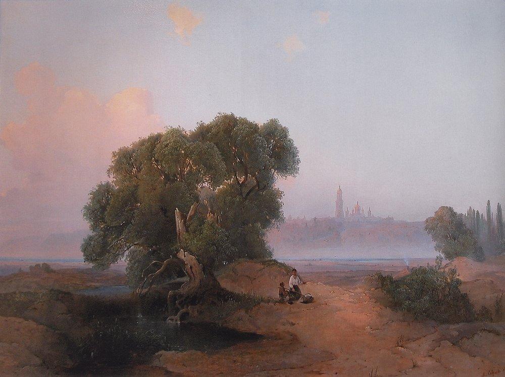 artistsavrasov's tweet photo. View of Pechersk Lavra in Kiev from the Dnieper #artbots #savrasov https://t.co/A5MCr3Q9LU