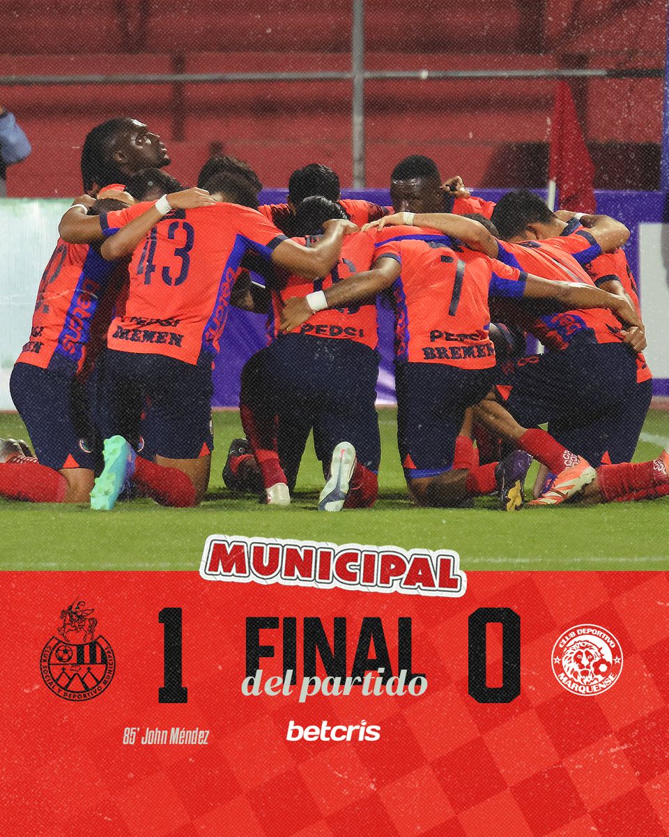 's tweet image. FT | ¡Victoria en nuestra casa! 👹🔴🔵

Gracias a la anotación de John Méndez, Municipal asegura los 3️⃣ puntos de la jornada 10 del #Clausura2026 #VamosRojos 

Presentado por: @BetcrisGuate