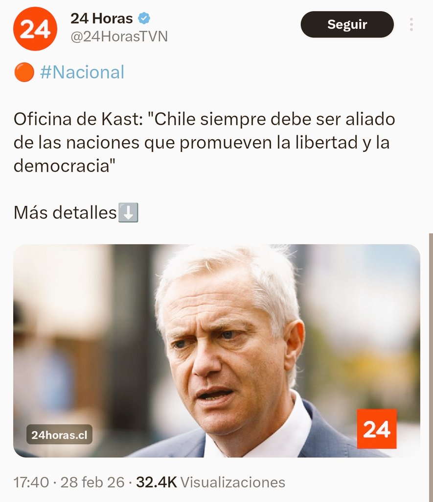 Con esta "declaración de principios" José Antonio Kast se alinea con el mal de Estados Unidos e Israel.
Ni Piñera partió de peor manera su gobierno.