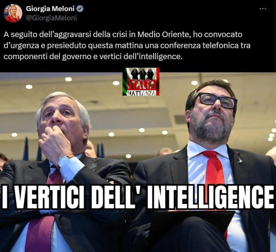 <a href="/GiorgiaMeloni/">Giorgia Meloni</a> Intelligence.....🤣🤣🤣
#Melonivaiacasa
