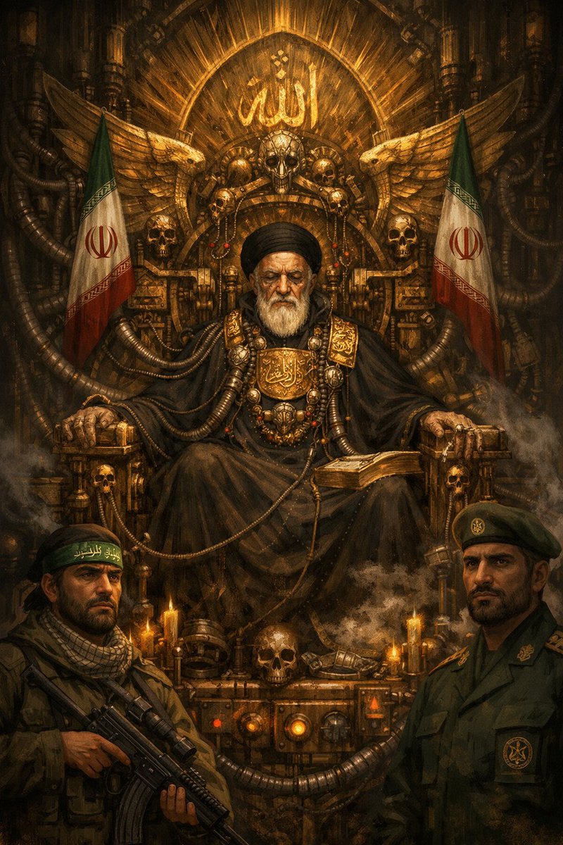 AntelopeHill's tweet photo. In memoriam of a revolutionary from the definitive anti ZOG  uprising of the second half of the 20th century.

It is the 4th decade of the Islamic Republic.

For more than three decades the Ayatollah has presided, unmoving, at the heart of the Revolution. He is the Master of Iran by divine mandate, and guardian of a nation of ninety million souls by the authority of sacred law. Dead but immortal on the throne of the martyred. He is a towering figure sustained by institutions, ritual, and faith, whose continued legacy is the final guarantee of unity.

Across the nation stand vast armies, numbering in the millions. The faithful ranks of the Basij watch over every street and village, while the elite formations of the Islamic Revolutionary Guard Corps guard the Revolution beyond Iran’s borders and within them alike. Their vigilance is unceasing, their loyalty absolute.

To be an Iranian in such times is to be one among countless billions living in an age of vigilance. It is to live under the most undisciplined and evil Zionist international system imaginable. These are the chronicles of those times. Forget ease and Palavist indulgence, for in the present age there is only endurance.

There is no peace among the nations, only resistance and struggle.

There is no prosperity, only self-sufficiency and patience.
There is no normalization, only preservation of what must not be lost.

There is no science unmoored from doctrine, no law unanchored from faith.

In the resolute steadfastness of the Revolution there is only resistance, And the laughter of thirsting Jews.