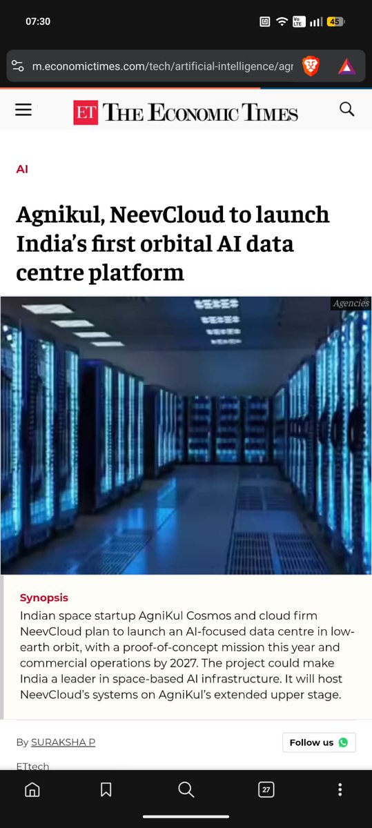 About time we started building more AI data centers in space.

Agnikul had the right idea I guess.