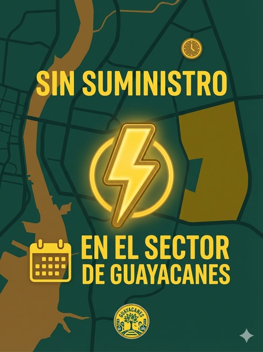 Cdla_Guayacanes's tweet photo. 📌ATENTOS
Moradores de la Mz. 155 reportan interrupción en el suministro de energía eléctrica.
Atender @CNEL_EP @servicioscnelep https://t.co/lRgP2YCWPJ
