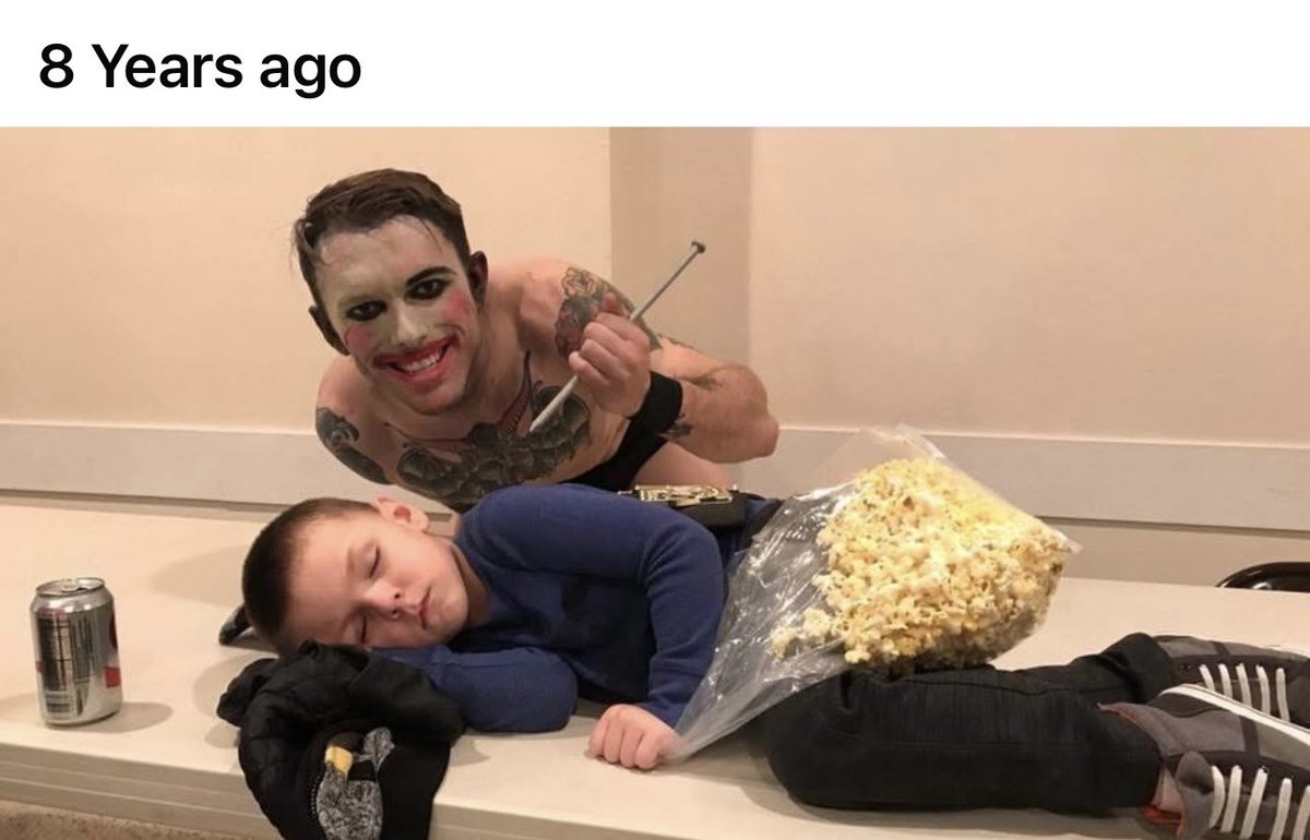SamAdamPT's tweet photo. Wow! Exactly 8 years ago @DanhausenAD was terrorizing my son. Tonight he just debuted on WWE. Awesome lol https://t.co/BMFAjZsDE2