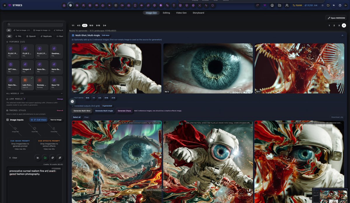 Multi‑Shot / Multi‑Angle / Chaos buttons