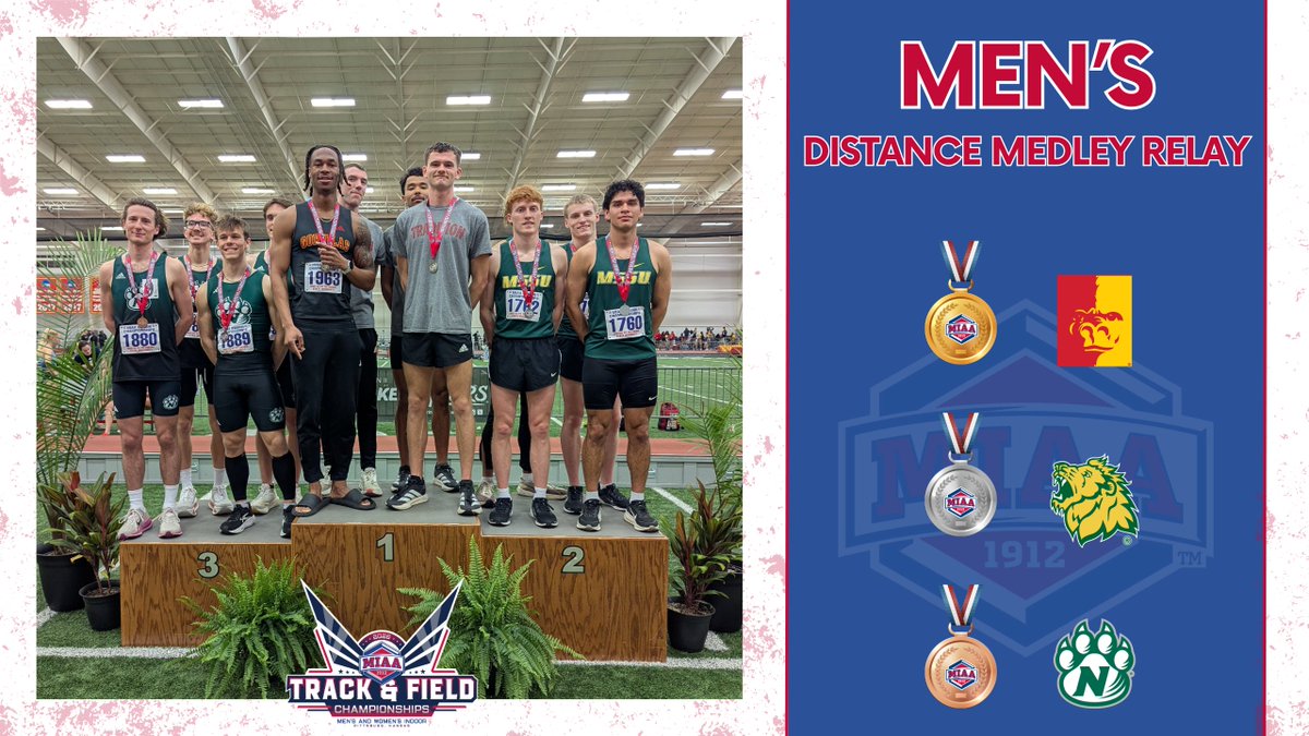 2026 MIAA Indoor Track and Field Championships

Men's Distance Medley Relay
🥇 Pittsburg state (9:46.49)
🥈 Missouri Southern State (9:47.70)
🥉 Northwest Missouri State (9:54.22)

#BringYourAGame