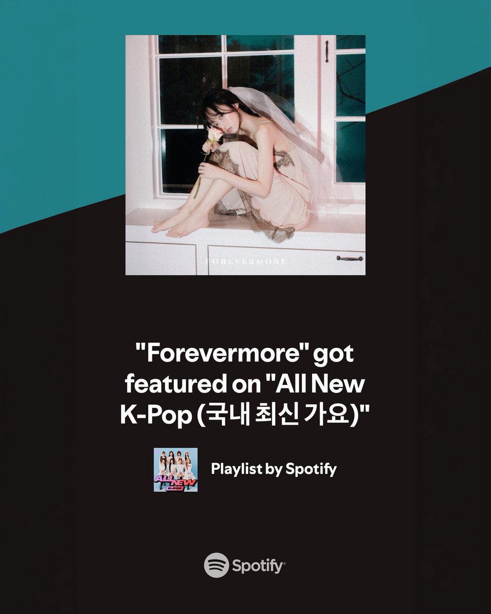 yunsaemusic's tweet photo. [ 🎉 ]
⠀
‘Forevermore’가 Spotify ‘All New K-Pop’ 플레이리스트에 실리게 되었어요! 감사합니다 💙
⠀
Forevermore is now featured on Spotify’s All New K-Pop! Thank you for listening 💙
⠀
🔗 https://t.co/NzHWyrXd4K
⠀
#윤새 #Yunsae @yunsaemusic 
#Forevermore #포레버모어 #Kpop https://t.co/jTwWGwKFQM