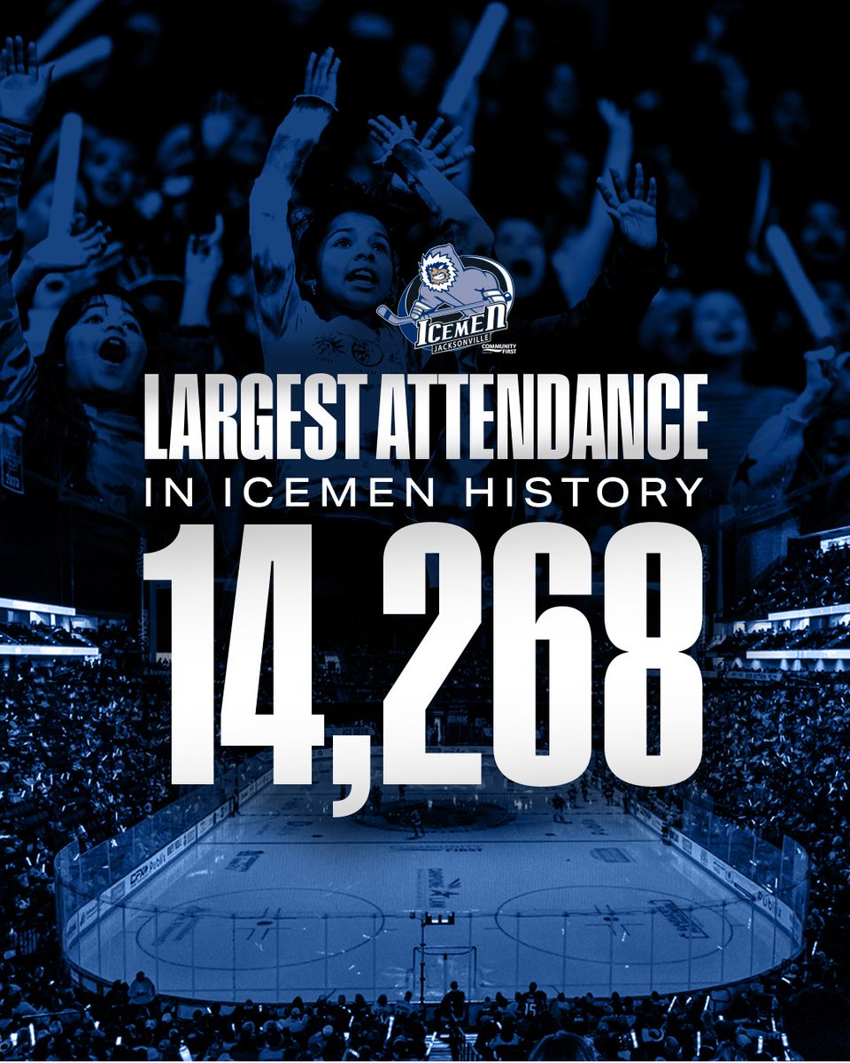 JaxIcemen's tweet photo. History made tonight! 14,268 Icemen fans packed the house. All because of 🫵 https://t.co/0mslG78MlR