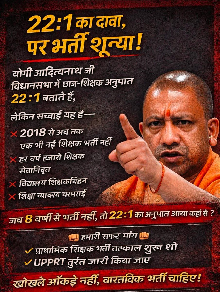 #बेसिक_में_शिक्षक_भर्ती_कब 
कब कब कब 😭😭

<a href="/ChiefSecyUP/">S.P. Goyal, Chief Secretary, GoUP</a> 
<a href="/DyCMGoUP/">Dy Chief Minister GoUP</a> 
<a href="/thisissanjubjp/">Sandeep Singh</a> 
<a href="/UPGovt/">Government of UP</a> 
<a href="/myogiadityanath/">Yogi Adityanath</a> 
<a href="/myogioffice/">Yogi Adityanath Office</a> 
<a href="/basicshiksha_up/">Department Of Basic Education Uttar Pradesh</a> 
<a href="/idrsarvanbaghel/">Dr. Sarvan Baghel 𝕏</a> 
<a href="/AwasthiAwanishK/">Awanish K Awasthi</a>
