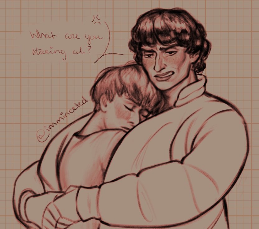 imminceted's tweet photo. sleepy bunny and intimidating dog 💛💙 #byler #willbyers #mikewheeler #fanart https://t.co/MUk81egnNJ
