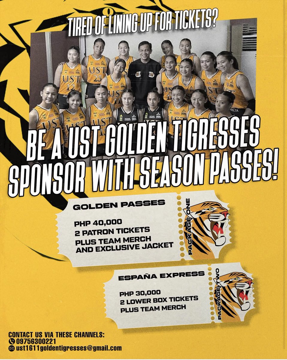 Be a UST Golden Tigresses Sponsor with Season Pass tickets!