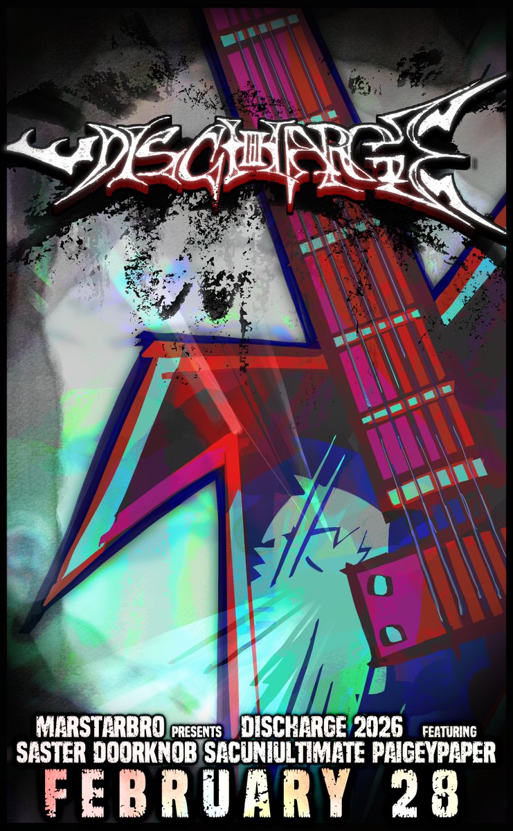 youtu.be/3DElGG7uPvk

DISCHARGE 2026

LIVE AT 6:30 PM PDT

Artwork by <a href="/sacuniUltimate/">sara 🍉</a>