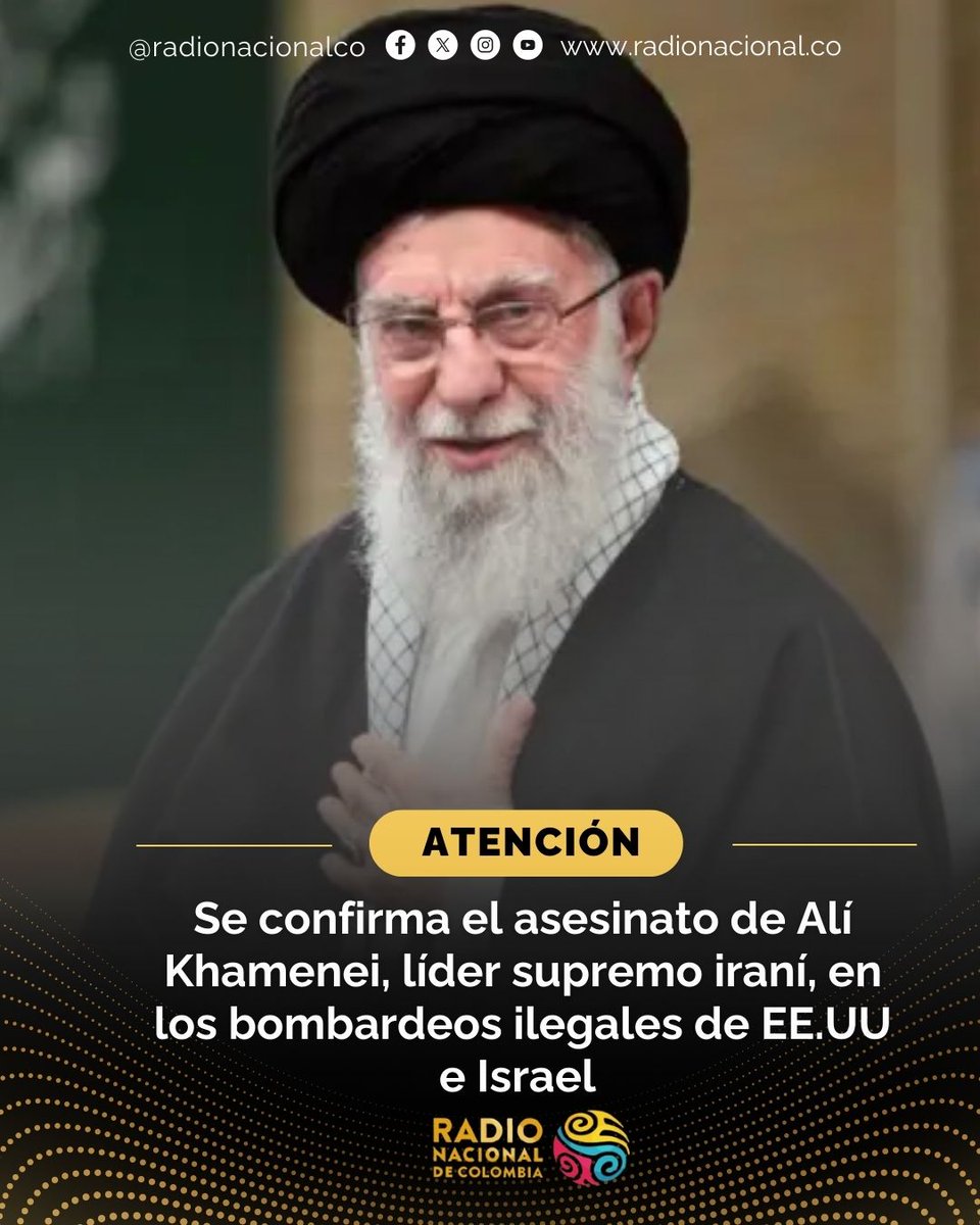 #ATENCIÓN🚨📍 Medios oficiales de Irán confirmaron que el líder supremo, el ayatolá Alí Khamenei, fue asesinado por los bombardeos ilegales conjuntos de Estados Unidos e Israel, según reportes de la televisión estatal y agencias afines al Gobierno persa.❌

La confirmación ocurre