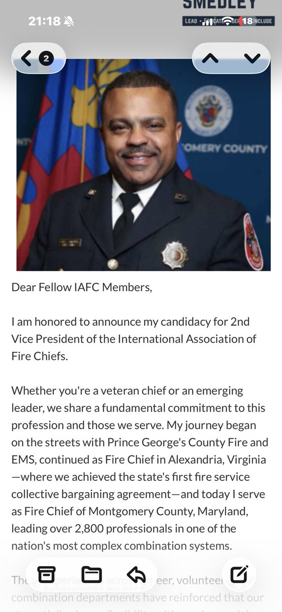 Attended the recent Md Fire Chiefs Winter regular membership mtg. with updates offered by President Phillips, including a membership vote to support Chief Corey Smedley for his run for the 2nd VP of the Intl Association of Fire Chiefs.  <a href="/MDFIRECHIEFS/">MD FIRE CHIEFS</a> <a href="/MdSFA/">Maryland State Firefighters Association</a> <a href="/PGVolFRA/">PGCVFRA PIO</a> <a href="/BowieVFD/">Bowie Volunteer Fire</a>