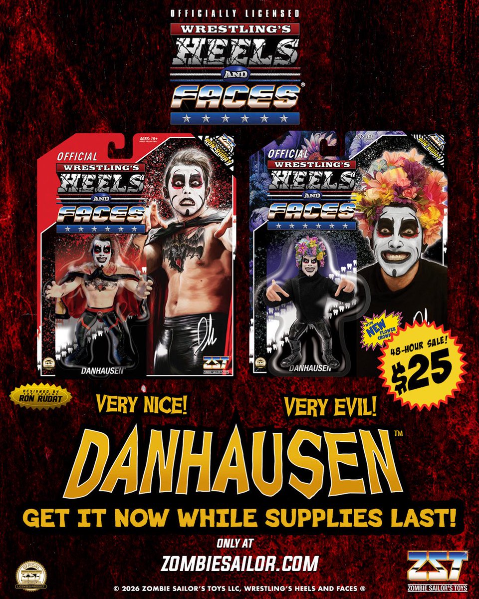 TheZombieSailor's tweet photo. WOW!

Congrats @DanhausenAD 

We are having a special 48 hour sale on Danhausen Heels and Faces action figures!

$25 each IN-STOCK!

Fast shipping!

WHILE SUPPLIES LAST!!!

only at https://t.co/a6Oeb2mFYv https://t.co/zNQc5djQHv