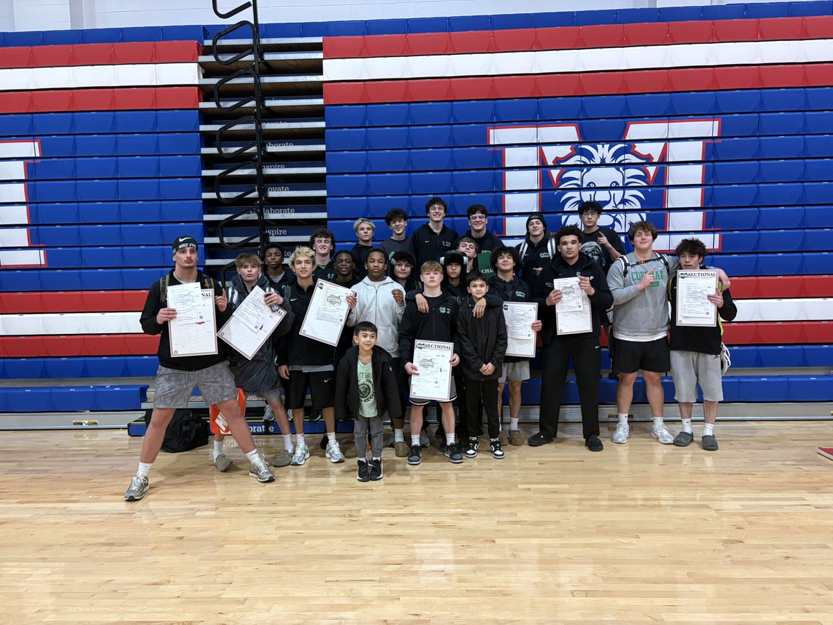 DCHSwrestling's tweet photo. Coffman Wrestling earned its 17th (9th straight) sectional championship today, with 14 placers, 9 champs and 320 team points. On to the district! https://t.co/CS3PrPFYwX
