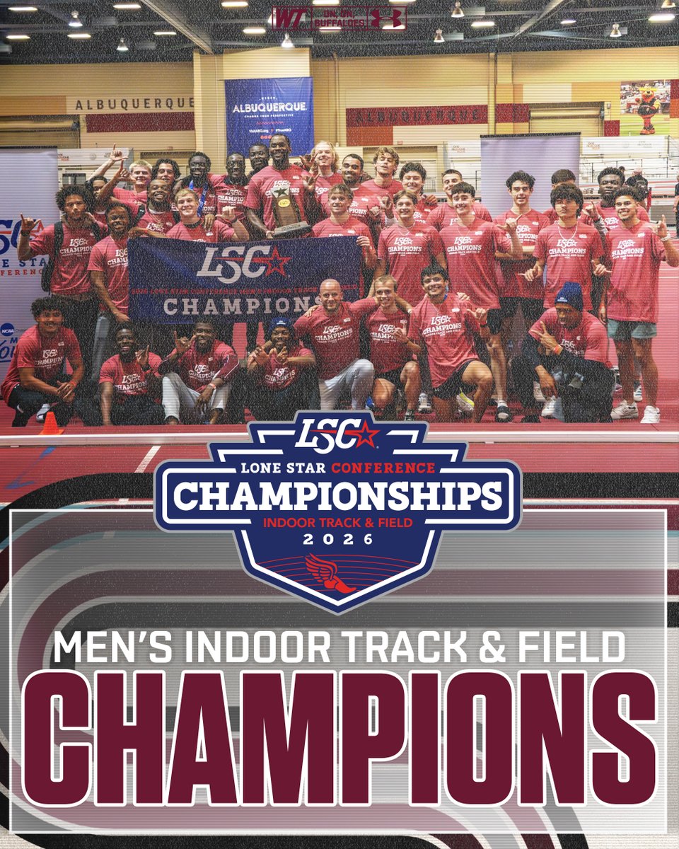 WTAMU_XCTF's tweet photo. 🏆🏆🏆🏆🏆🏆🏆🏆

The Buffs claim their 8th @LoneStarConf Indoor Track &amp; Field Championship with a dominating total of 183 points

#BuffNation | #WESTisBEST https://t.co/fVKSjRWGzb