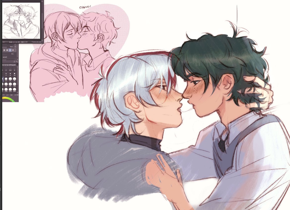 third redraw of my #tododeku  kiss🧊🥦