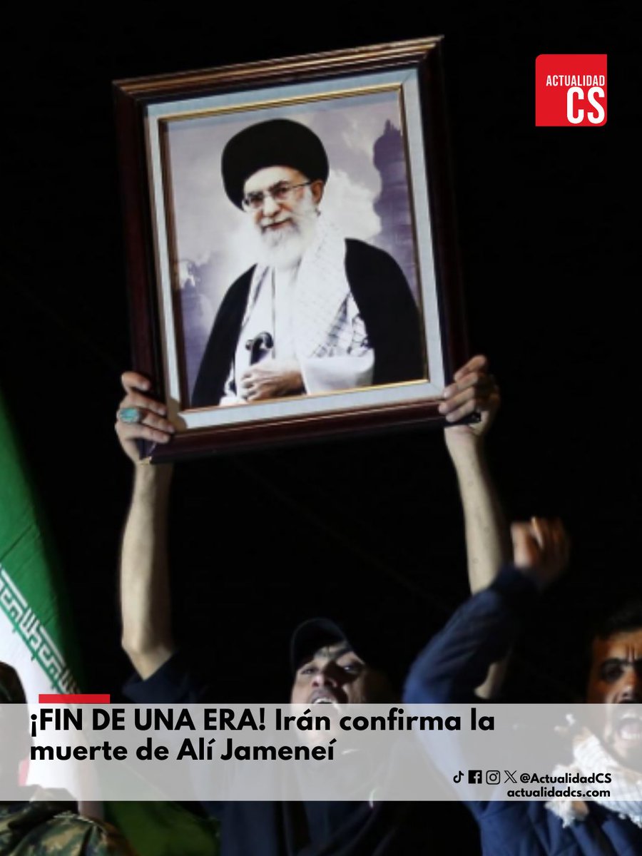 🚨 #URGENTE | Medios estatales de Irán CONFIRMAN la muerte del Líder Supremo, Alí Jamenei. 🇮🇷🕊️
✅ Falleció en los ataques de EE. UU. e Israel del sábado.
✅ El Gobierno iraní declara 40 días de luto nacional. 🏴
✅ Máxima incertidumbre sobre la sucesión y la respuesta militar