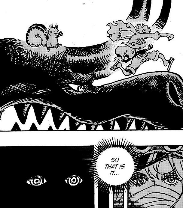 #ONEPIECE1175 THEORY :

Luffy has a full zoan form of his devil fruit.

Notice how Imu is more interested in Loki’s devil fruit than Luffy who is literally the second coming of Joyboy. I believe Gear 5 is Luffy’s hybrid form and there is a full zoan form of the Nika fruit…