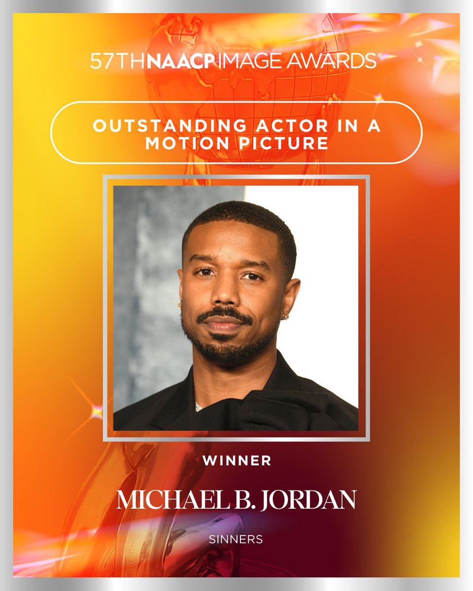 naacpimageaward's tweet photo. Commanding, captivating, and dedicated.Congrats @michaelbjordan on winning Outstanding Actor in a Motion Picture! 👏🏽 https://t.co/Ti5683a8PO