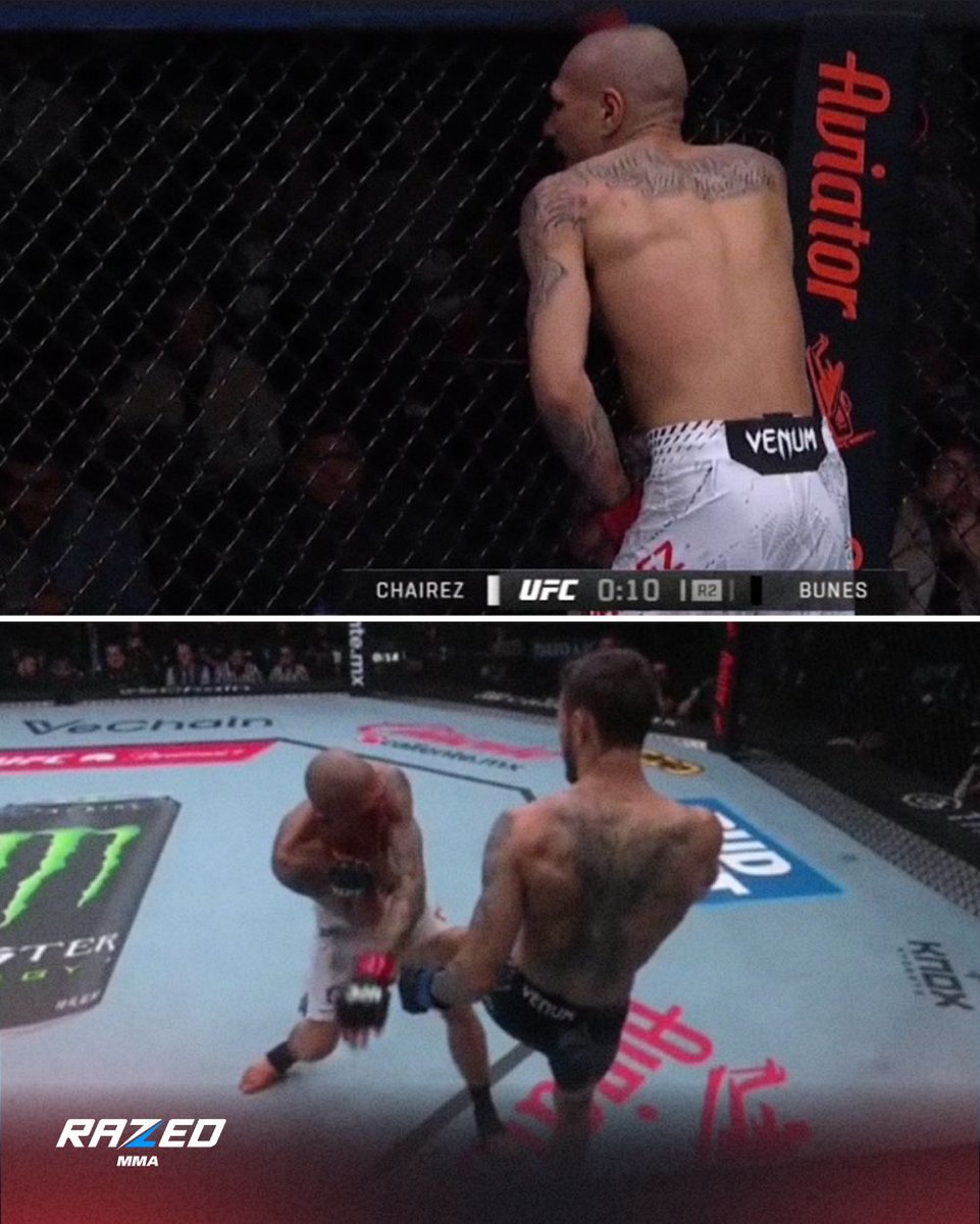 RazedFighting's tweet image. Ouch 😬

The big moment of Round 2 seems to be that low blow from Bunes. ⚠️ 
#UFCMexico