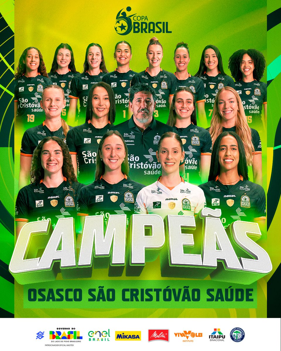 É CAMPEÃO!!! 🏆🏅  

O Osasco São Cristovão Saúde venceu o Gerdau Minas por 3 sets a 1 e conquistou a Copa Brasil, no Ginásio Moringão, em Londrina (PR)! 🏆

O time treinado por Luizomar de Moura chegou ao quinto título da competição! 🎉
