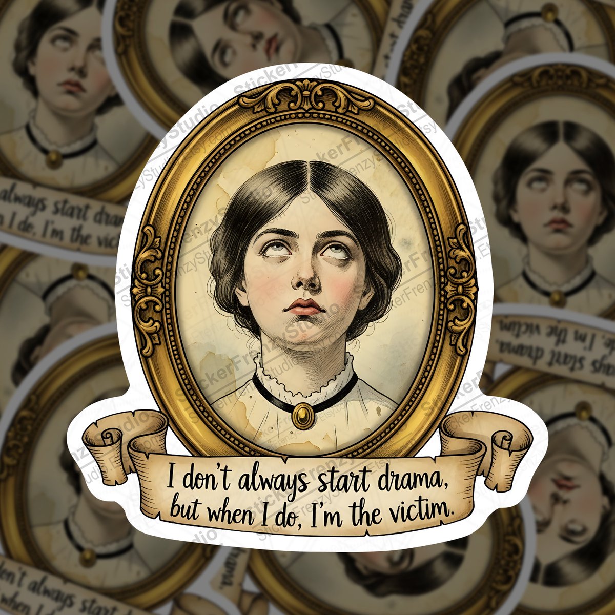 StickerFrenzyy's tweet image. We all know someone who fits this description perfectly! Grab this hilarious vintage drama queen sticker for your laptop or planner. 👑🙄 etsy.me/4sgq5vh #FunnySticker #DramaQueen #Sarcasm #PlannerStickers