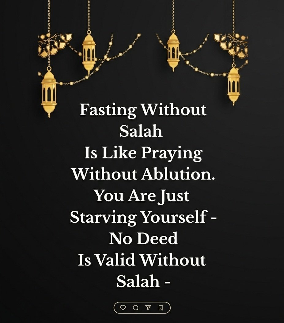 Okhtiee's tweet photo. A Reminder!!!🎗

Fasting without Salah is like praying without Ablution! https://t.co/NSa0hD0IlA
