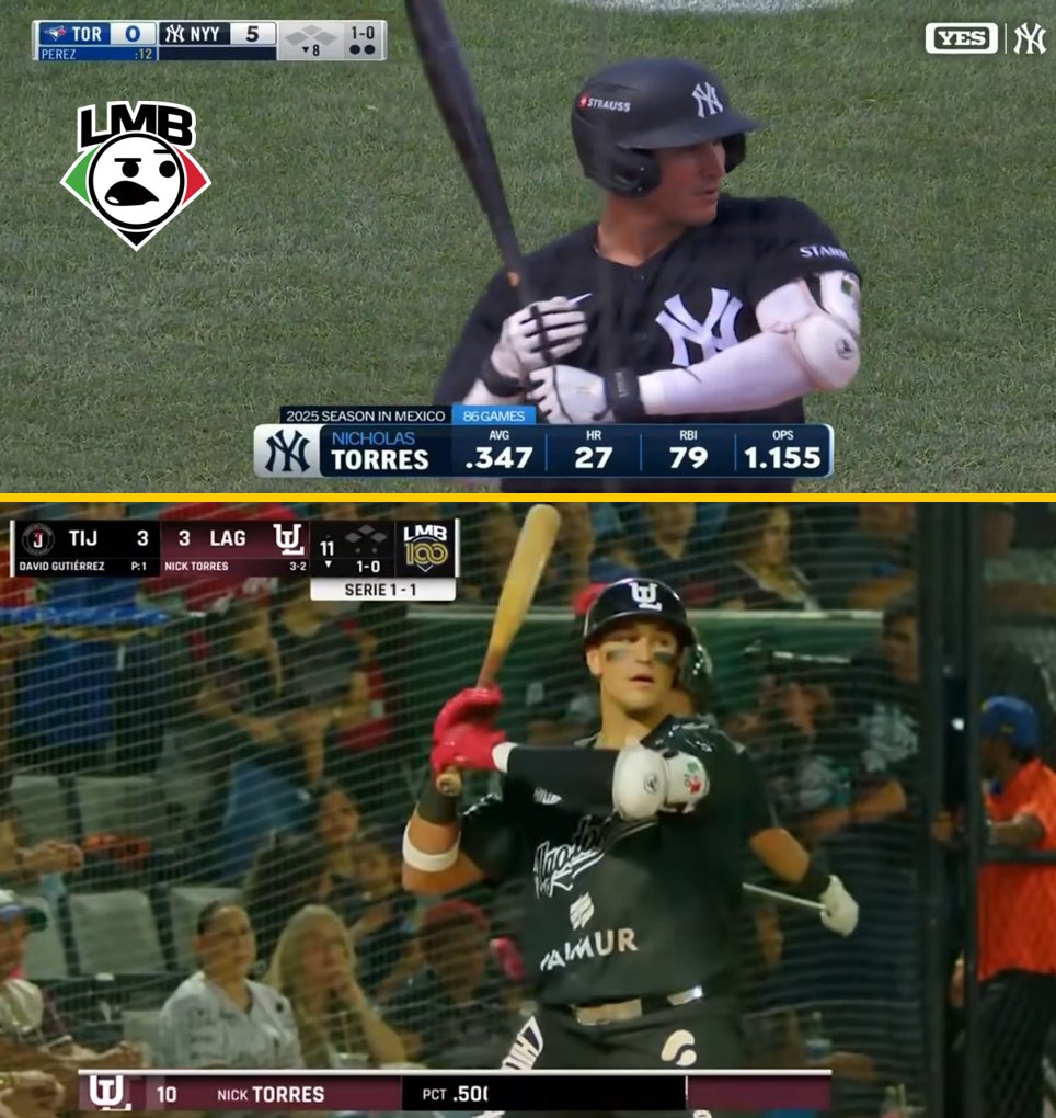 De jugar un dia en Torreón con los Algodoneros Laguna a debutar con los poderosos Yankees de Nueva York. 
GRANDE <a href="/Nick_Torres_10/">Nick Torres</a>  !!!