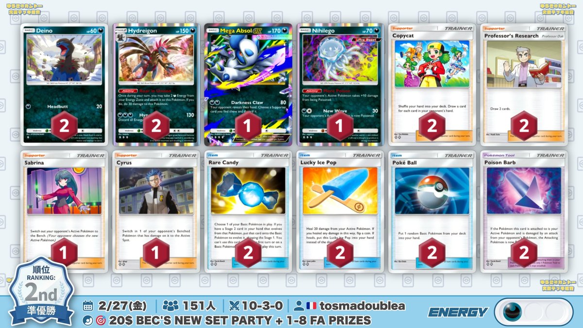 🌏 ポケポケ 大会結果｜2/27(金) 🌏 『毒軸サザンドラ』が1位・2位・3