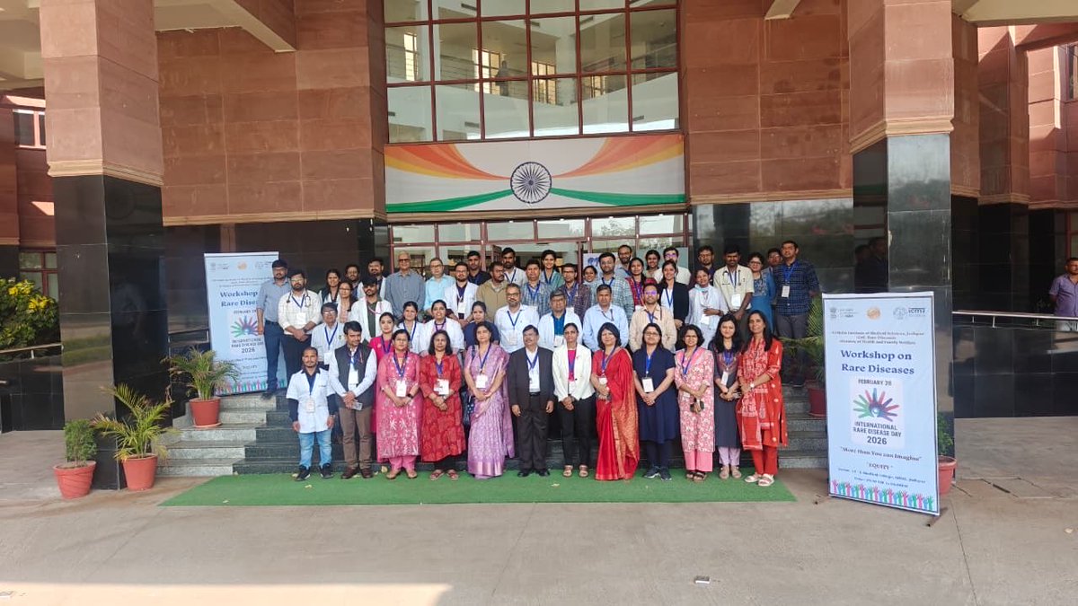 aiims_jodhpur's tweet photo. “Rare diseases are not rare; recognizing them is.” AIIMS Jodhpur, a Center of Excellence for Rare Diseases, conducted a sensitisation program to raise awareness for early diagnosis through collaborative efforts and to highlight role “National Policy on Rare Diseases (NPRD 2021)” of @MoHFW_INDIA plays in supporting care to these patients. Dr B S Jodha, Principal, Dr S N Medical College, with his gracious presence as Chief Guest, exhorted the medical community to spread the message to remote areas in communities. Ms Bharti Sahai & Dr Babita Prasad, represented Rare Disease Cell of Ministry. #RareDiseasesDay 
@PMOIndia @JPNadda @mpprataprao @AnupriyaSPatel @ICMRDELHI @DBTIndia @TribalAffairsIn @NITIAayog