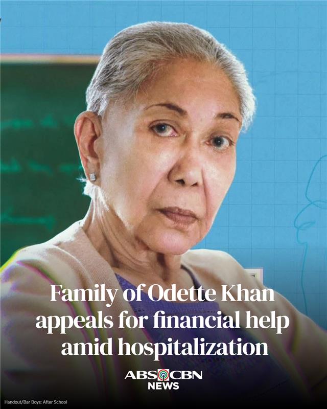 Veteran actress Odette Khan has been confined at the National Kidney and Transplant Institute since February 21 and is being treated for pneumonia, emphysema, and edema, according to her family, who are appealing for financial assistance. 

READ: abs-cbn.com/entertainment/…