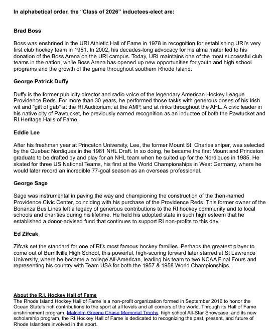 RI Hockey Hall of Fame tweet media