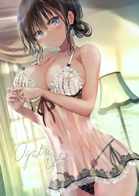 褐色彼女に少し大人っぽいランジェリーを着てもらった。 「も・・・もう・・・普段の下着と全然ちがうから恥ずかしいよ・・・」
