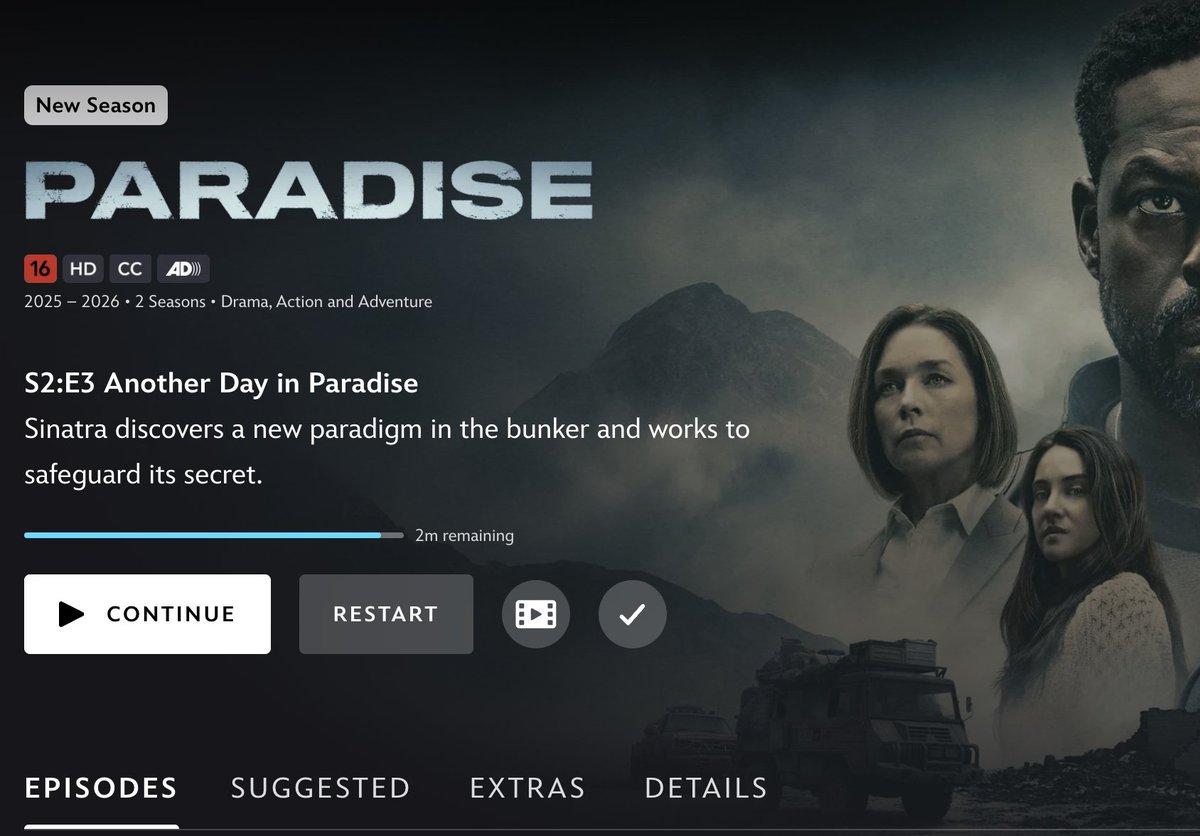 #paradiseonhulu 不是我第一季是看鳏夫大战深层政府的探案剧  怎么突然变成末日生存秀和时间旅行科幻了