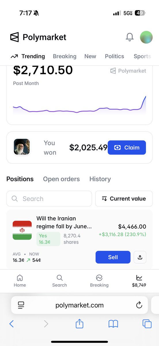 <a href="/mansourtarek_/">Tarek Mansour</a> Wow! Thank god I took this bet on Polymarket not Kalshi. They paid out in full 💰